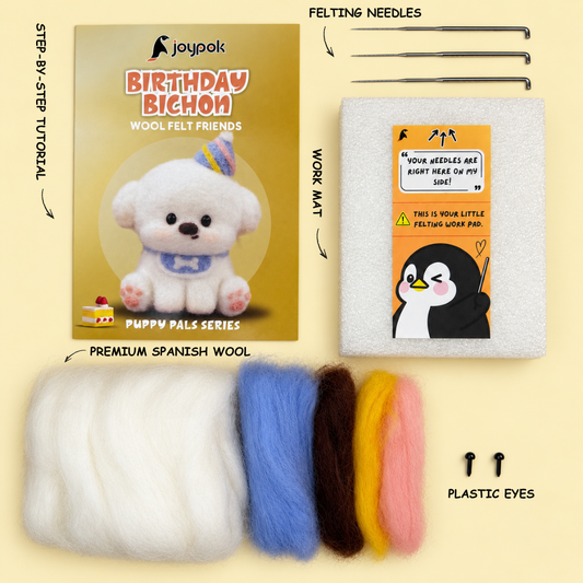 What’s included in the Birthday Bichon Needle Felting Kit.