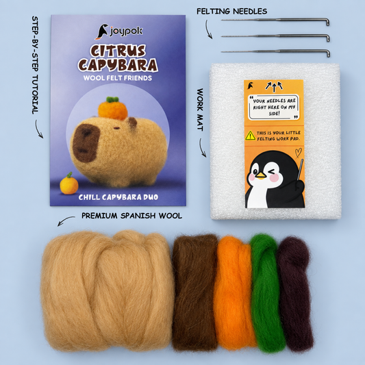 What’s included in the Citrus Capybara Needle Felting Kit.