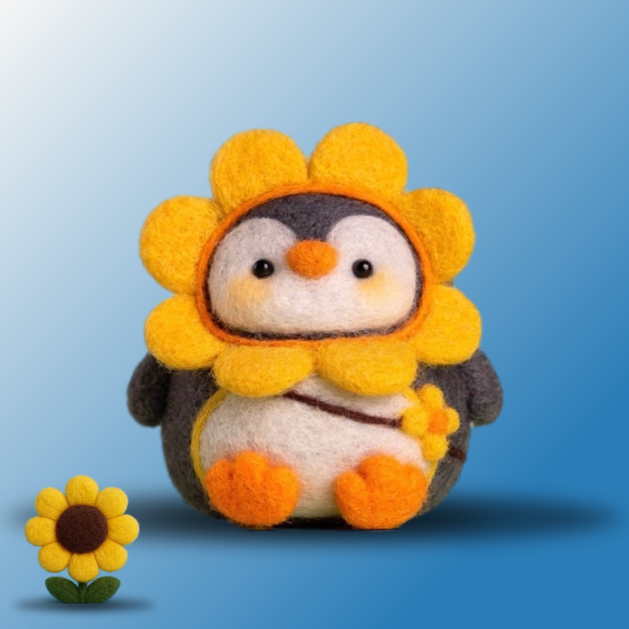 Sunflower Penguin DIY felting kit by Joypok.