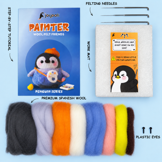 What’s included in the Painter Penguin Needle Felting Kit.
