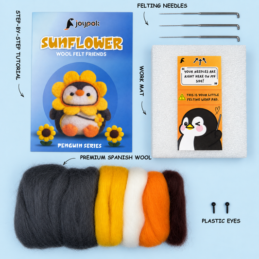 What’s included in the Sunflower Penguin Needle Felting Kit.