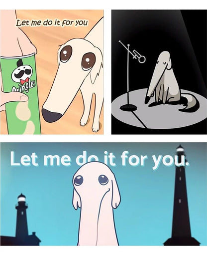 Chippy Long-Nose Pup felt dog cartoon illustration.