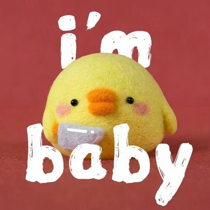 Finished Chirpy Baby Chick felt toy front view.