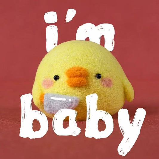 Finished Chirpy Baby Chick felt toy front view.