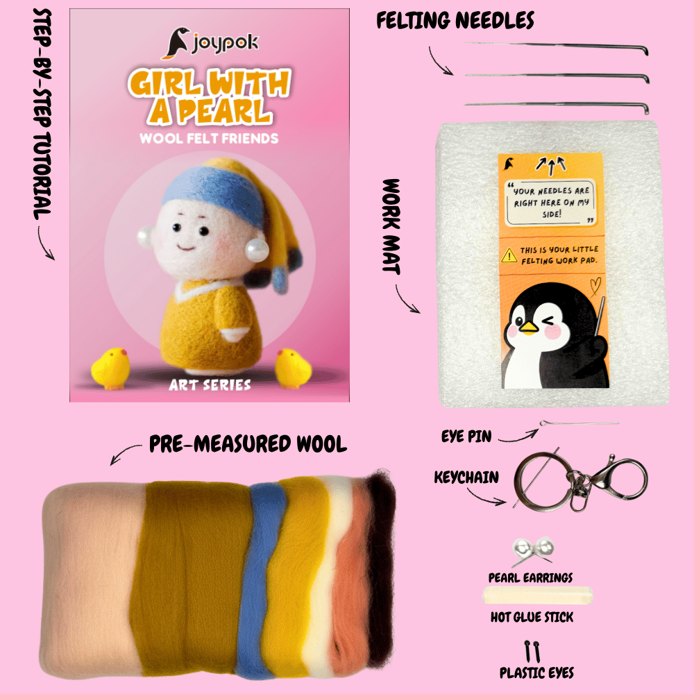What’s included in the Girl with a Pearl needle felting kit: