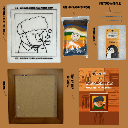 What’s included in the Joypok Van Gogh Bear DIY wool felt frame kit
