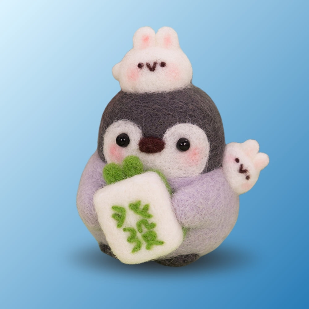 Lucky Mahjong Penguin DIY felting kit by Joypok.