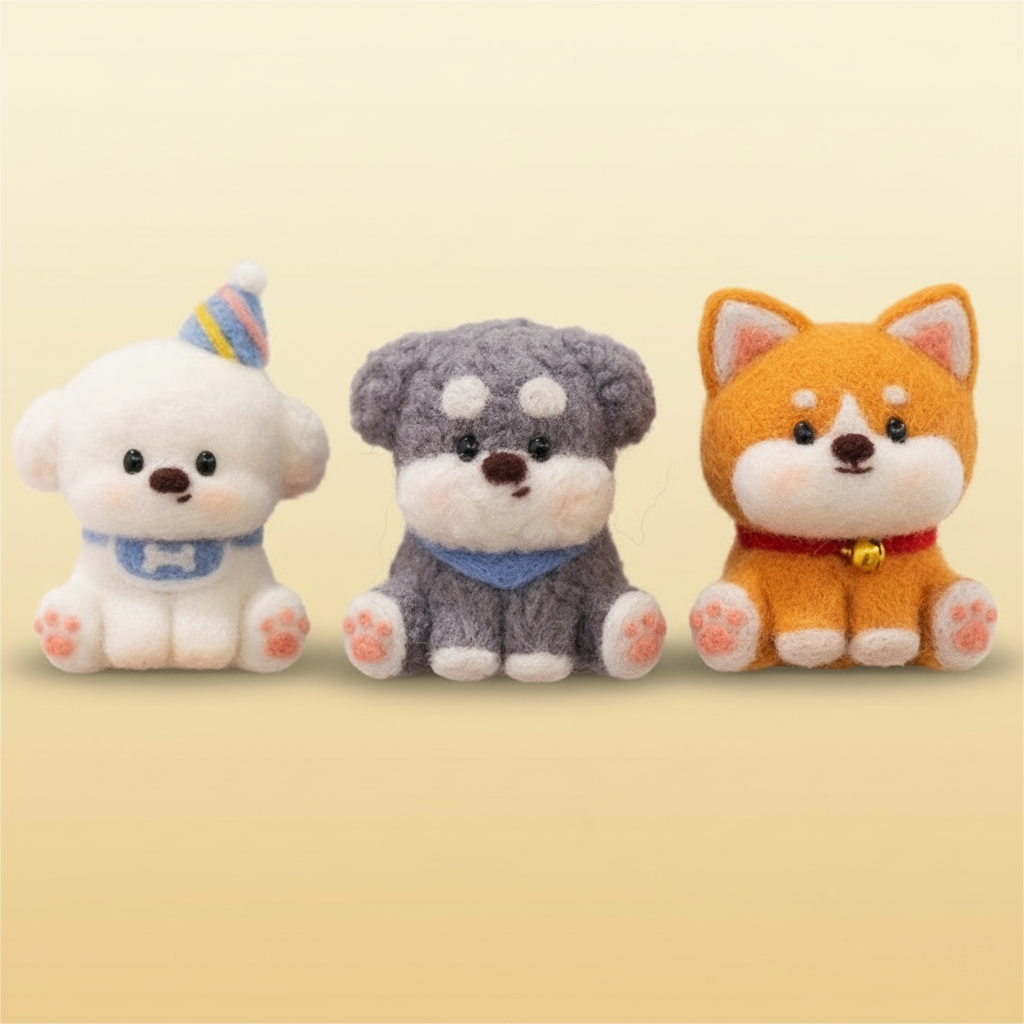 Sit, Stay, Felt! dog DIY felting bundle by Joypok.