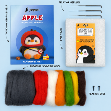 What’s included in the Apple Penguin Needle Felting Kit.