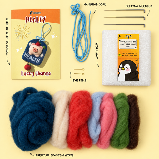 What's included in the Healpy Good Health Charm Needle Felting Kit.