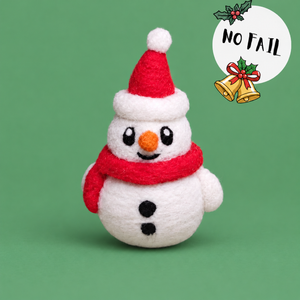 Merry-Merry Snowman Needle Felting Kit on a sage green background