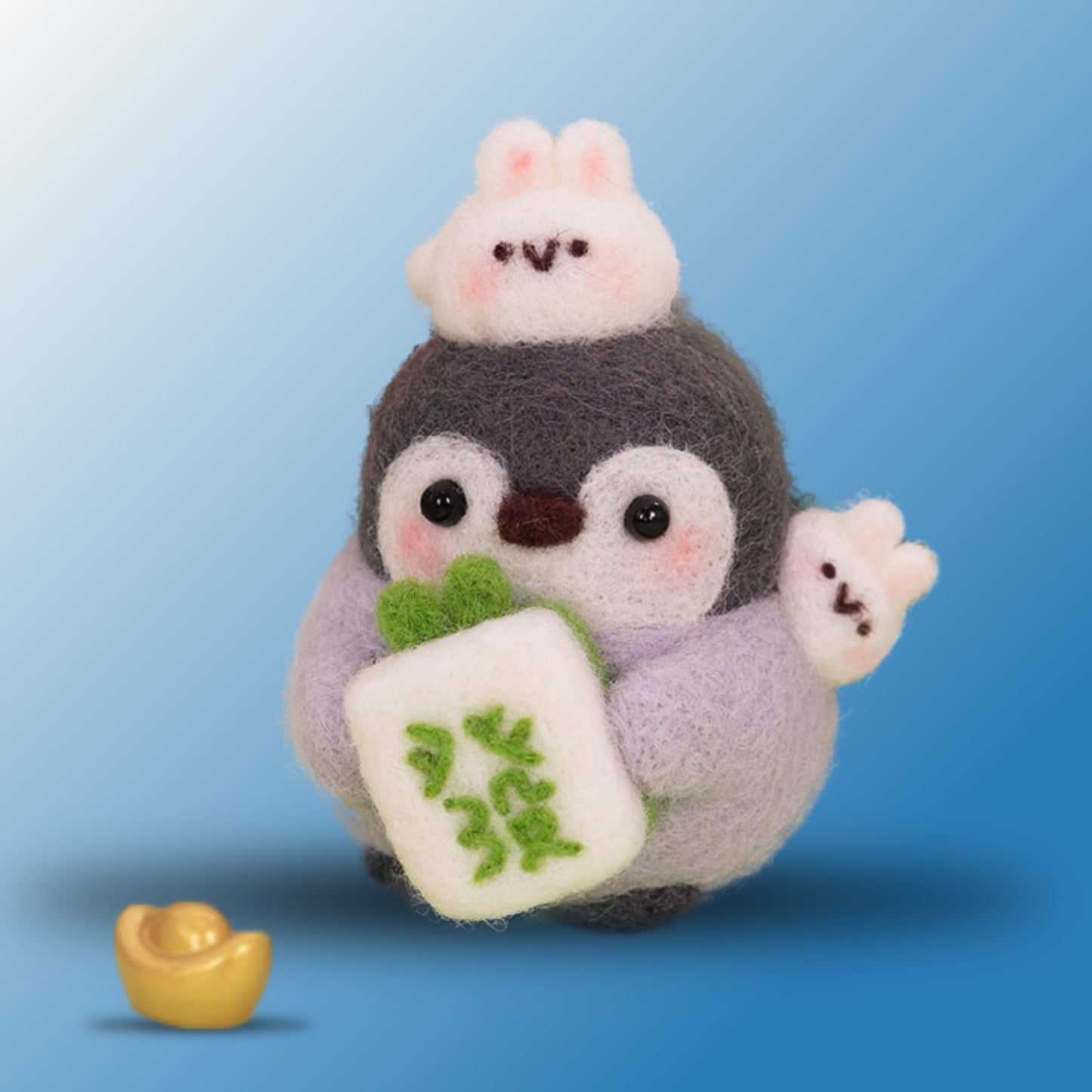 Lucky Mahjong Penguin DIY felting kit by Joypok.