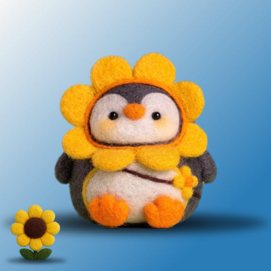 Sunflower Penguin DIY felting kit by Joypok.