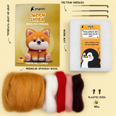 What’s included in the Lucky Shiba Needle Felting Kit.