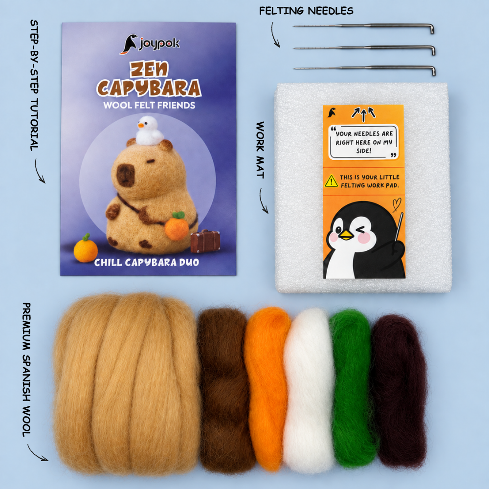 What’s included in the Zen Capybara Needle Felting Kit.